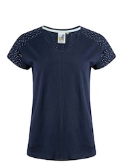 Weird Fish Blue 100% Cotton Pernille Cutaway T-Shirt - Image 6 of 7