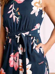 Weird Fish Dark Blue Nalani Eco Viscose Printed Jumpsuit - Image 3 of 5