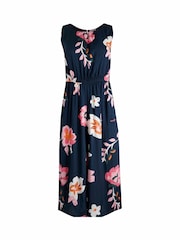 Weird Fish Dark Blue Nalani Eco Viscose Printed Jumpsuit - Image 4 of 5