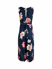 Weird Fish Dark Blue Nalani Eco Viscose Printed Jumpsuit - Image 5 of 5