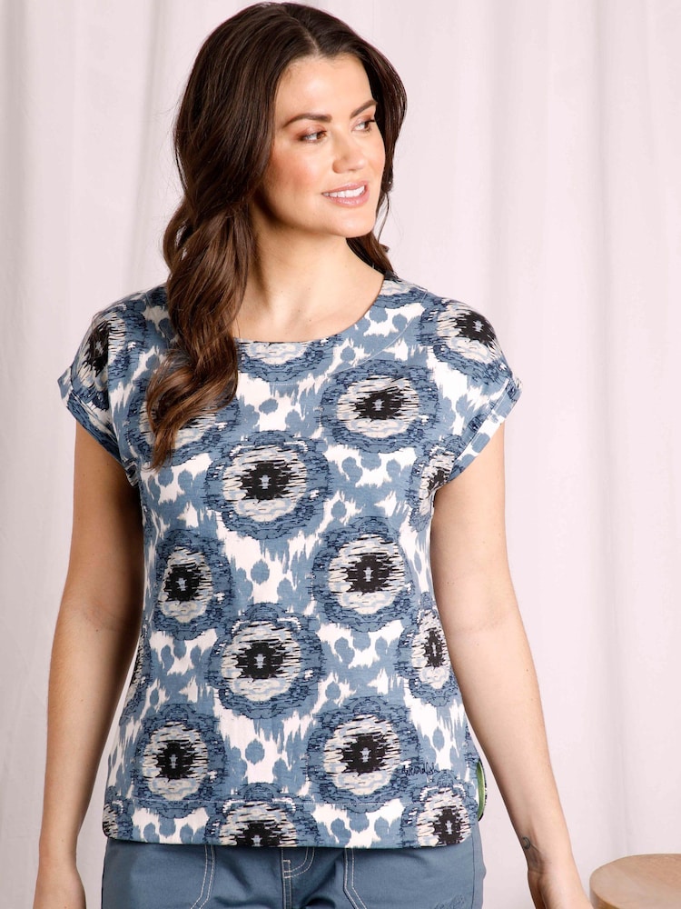 Weird Fish Blue Paw Paw Organic Printed Jersey T-Shirt - Image 1 of 6