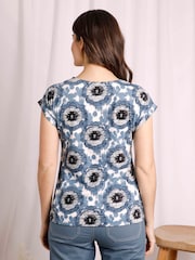 Weird Fish Blue Paw Paw Organic Printed Jersey T-Shirt - Image 2 of 6