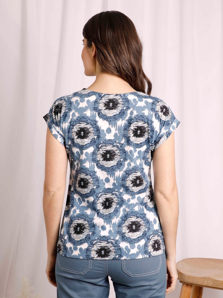 Weird Fish Blue Paw Paw Organic Printed Jersey T-Shirt - Image 2 of 6