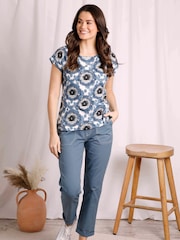 Weird Fish Blue Paw Paw Organic Printed Jersey T-Shirt - Image 3 of 6