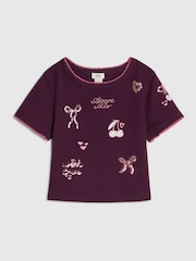 River Island Red Sequin Embroidered Baby T-Shirt - Image 1 of 4