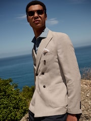 Нейтральный - Regular Fit Dogtooth Double Breasted Blazer - Image 1 of 8