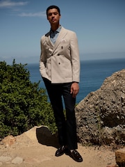 Нейтральный - Regular Fit Dogtooth Double Breasted Blazer - Image 2 of 8