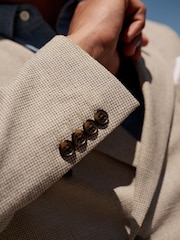 Нейтральный - Regular Fit Dogtooth Double Breasted Blazer - Image 6 of 8