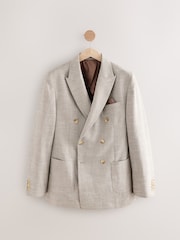 Нейтральный - Regular Fit Dogtooth Double Breasted Blazer - Image 8 of 8