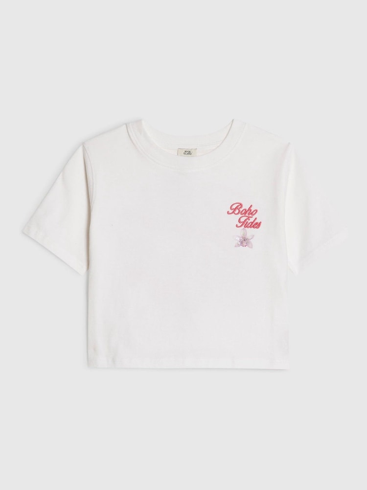 River Island White Beach Vibes T-Shirt - Image 1 of 4
