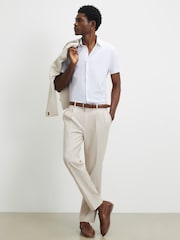 River Island White Short Sleeve Muscle Stretch Shirt - Image 1 of 4