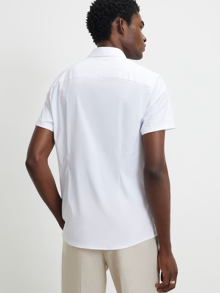 River Island White Short Sleeve Muscle Stretch Shirt - Image 2 of 4