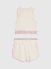 River Island Cream Logo Waistband Tank & Short Set - Image 2 of 4