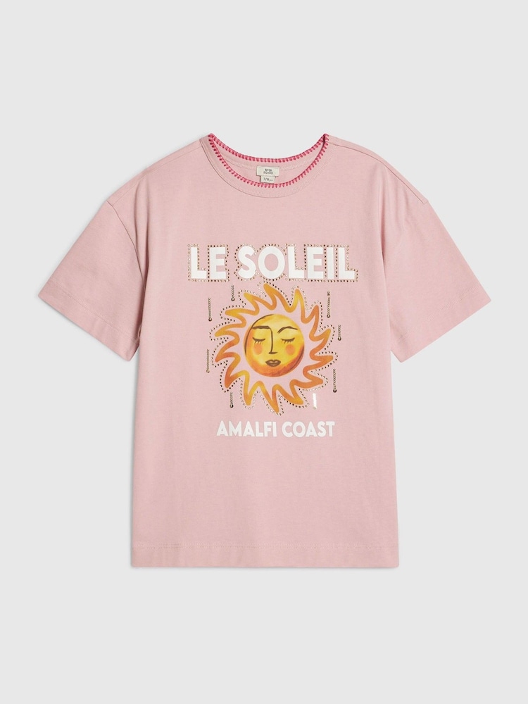 River Island Pink Sun Boyfriend T-Shirt - Image 1 of 4