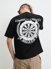 River Island Black Oversized Bullseye Dartbord T-Shirt - Image 1 of 4