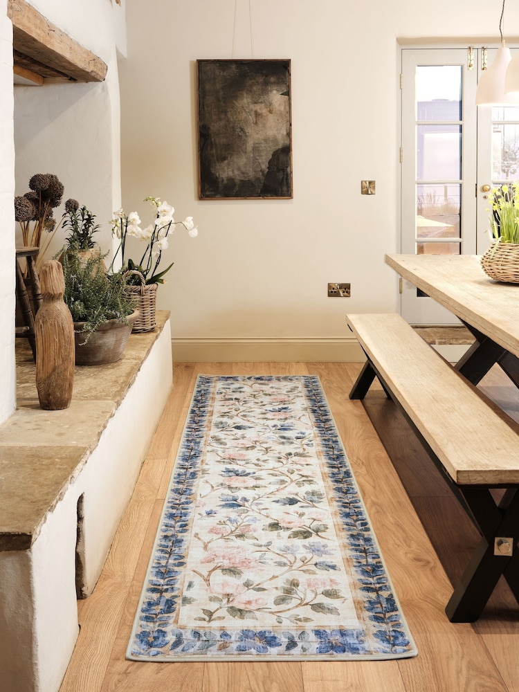 Hug Rug Natural and Blue Lady Rose Runner - Image 1 of 3