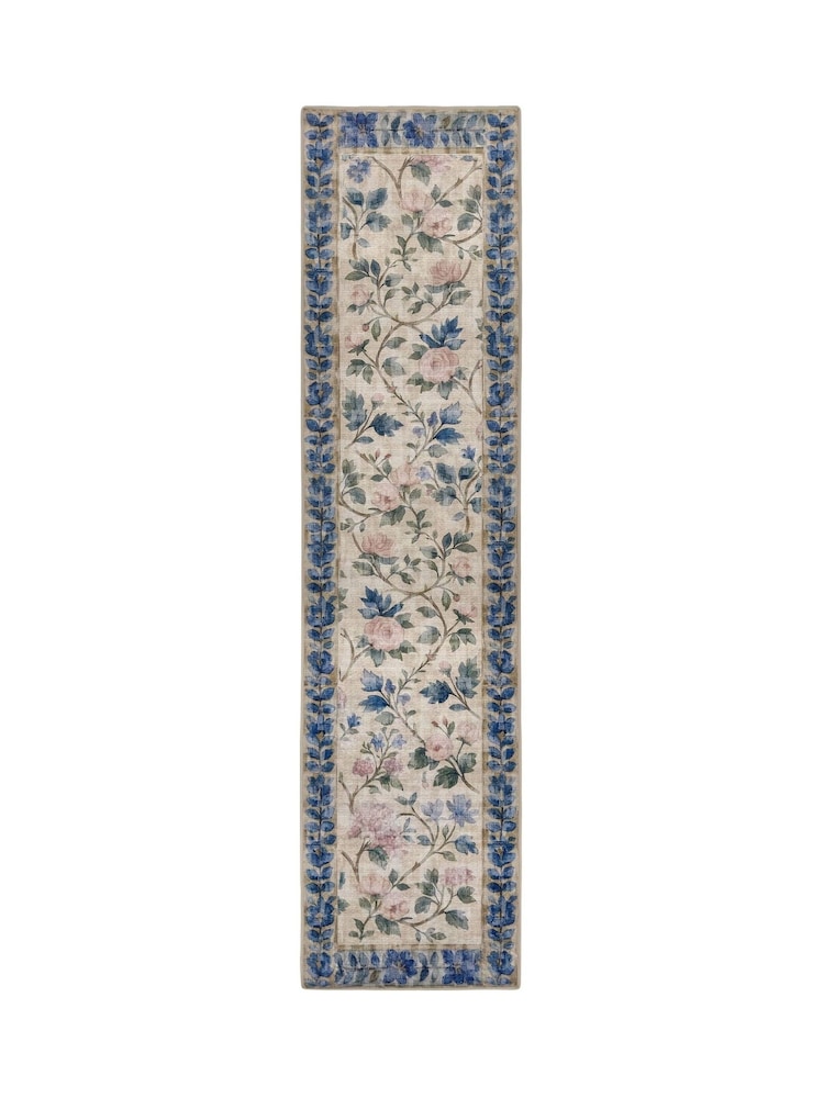 Hug Rug Natural and Blue Lady Rose Runner - Image 2 of 3