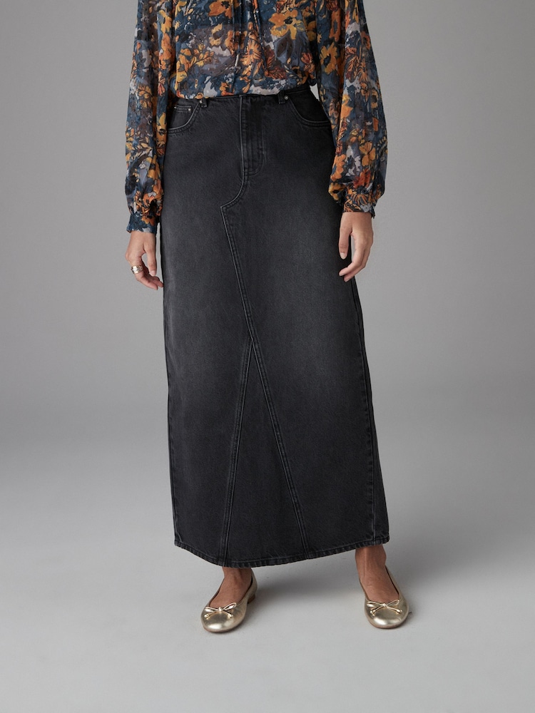 Noir - Maxi Denim 100% Jupe en coton - Image 1 de 7