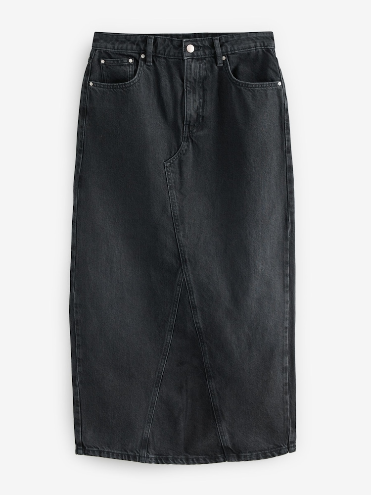 Czarny - Dżinsowa spódnica maxi w 100% z bawełny - Image 5 of 7