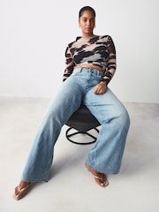 Gebleekt - 100% katoenen zandloper superbrede jeans - Image 3 of 7