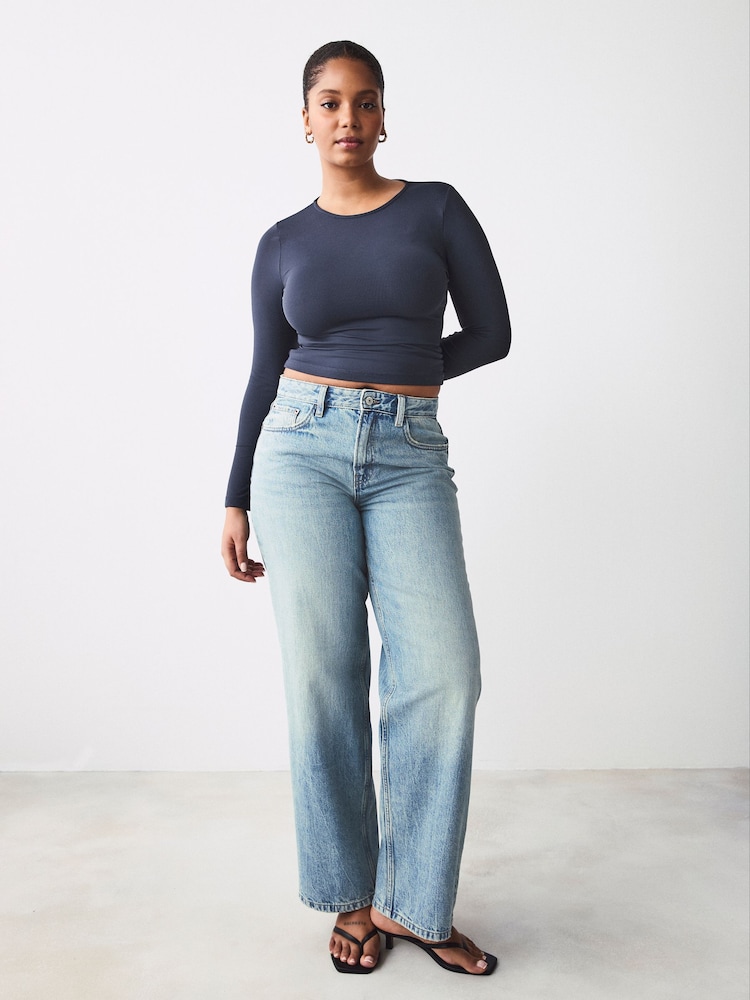 Normaal blauw - Hourglass Baggy 100% Cotton Wide Leg Jeans - Image 5 of 13