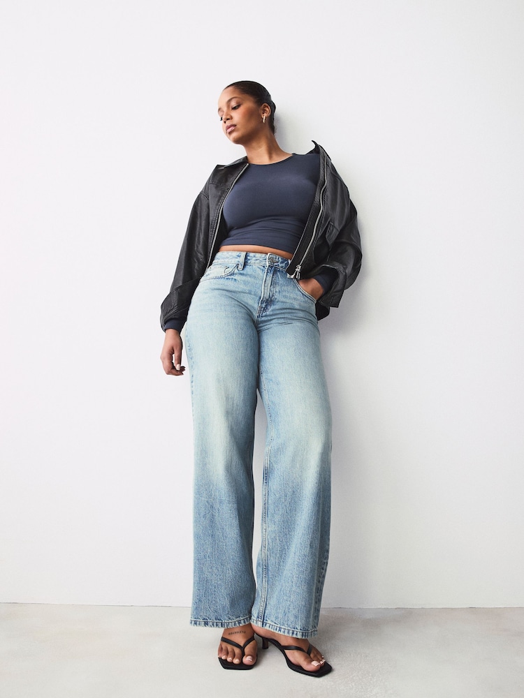 Normaal blauw - Hourglass Baggy 100% Cotton Wide Leg Jeans - Image 7 of 13