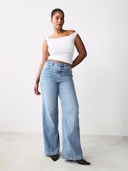 Normaal blauw - Jeans met zandloperpasvorm en wijde pijpen - Image 1 of 9