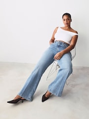Normaal blauw - Jeans met zandloperpasvorm en wijde pijpen - Image 2 of 9