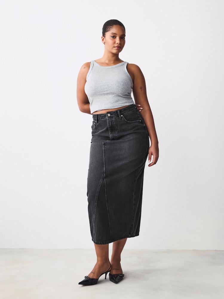 Noir - Jupes Hourglass Maxi Back en Denim 100fendu % coton - Image 1 of 8