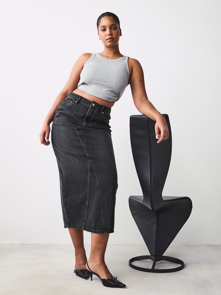 Noir - Jupes Hourglass Maxi Back en Denim 100fendu % coton - Image 2 of 8