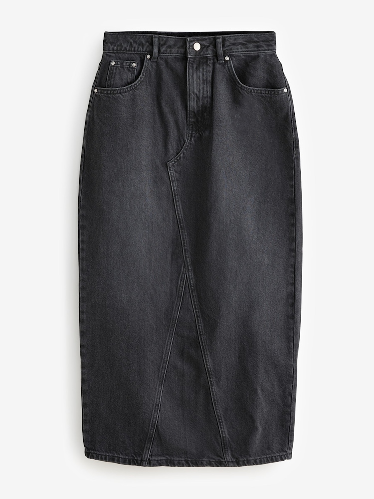 Noir - Jupes Hourglass Maxi Back en Denim 100fendu % coton - Image 6 of 8