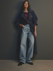 Donkerblauw - Baggy jeans met wijde pijpen van 100% katoen - Image 1 of 7