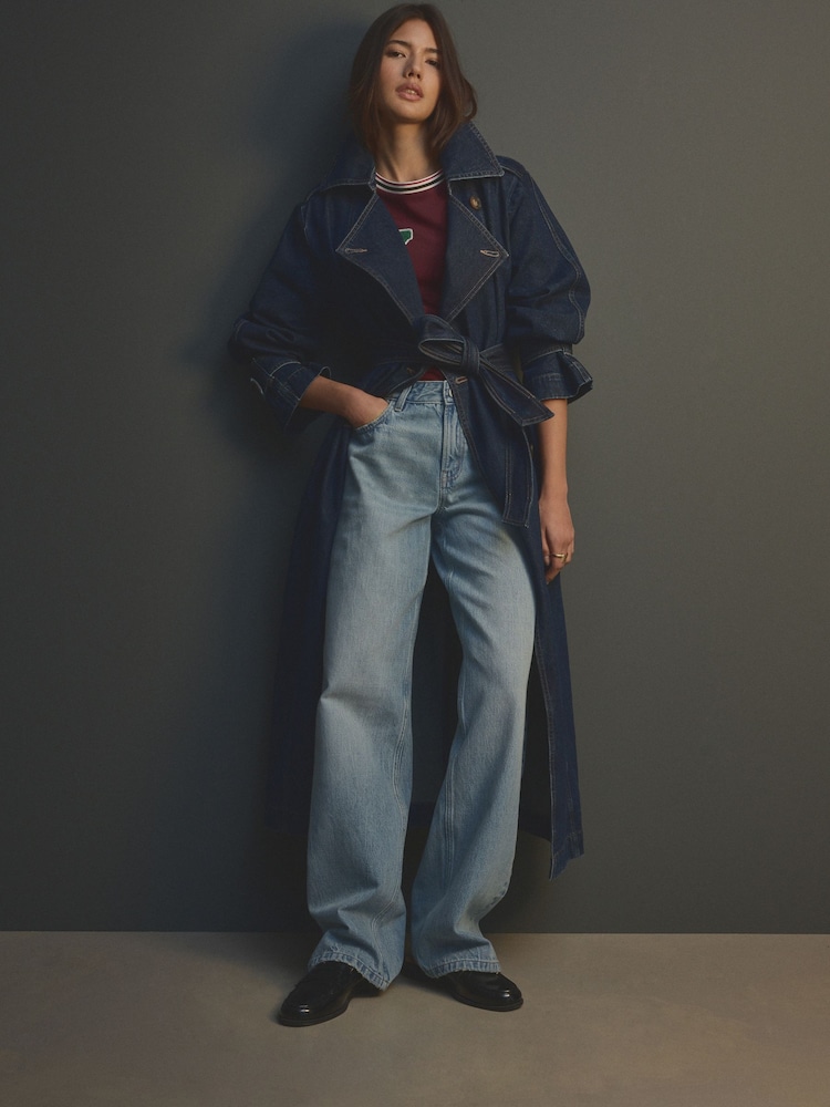 Donkerblauw - Baggy jeans met wijde pijpen van 100% katoen - Image 1 of 7