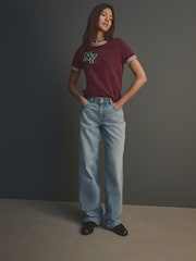 Donkerblauw - Baggy jeans met wijde pijpen van 100% katoen - Image 2 of 7