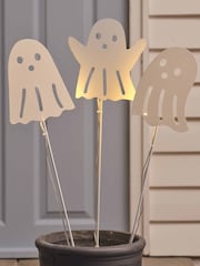 Lights4fun Set of 3 White LED Battery Operated Ghost Stake Lights - Image 1 of 3