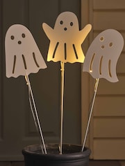 Lights4fun Set of 3 White LED Battery Operated Ghost Stake Lights - Image 2 of 3