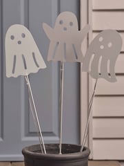 Lights4fun Set of 3 White LED Battery Operated Ghost Stake Lights - Image 3 of 3