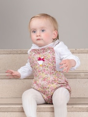 Trotters London Pink Little Liberty Print Penny Floral Frilly Bib Shorts - Image 1 of 4
