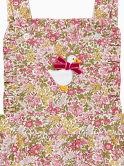 Trotters London Pink Little Liberty Print Penny Floral Frilly Bib Shorts - Image 4 of 4
