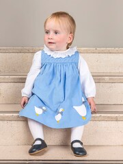 Trotters London Pink Little Cord Duck Smocked Pinafore Dress - Image 1 of 5