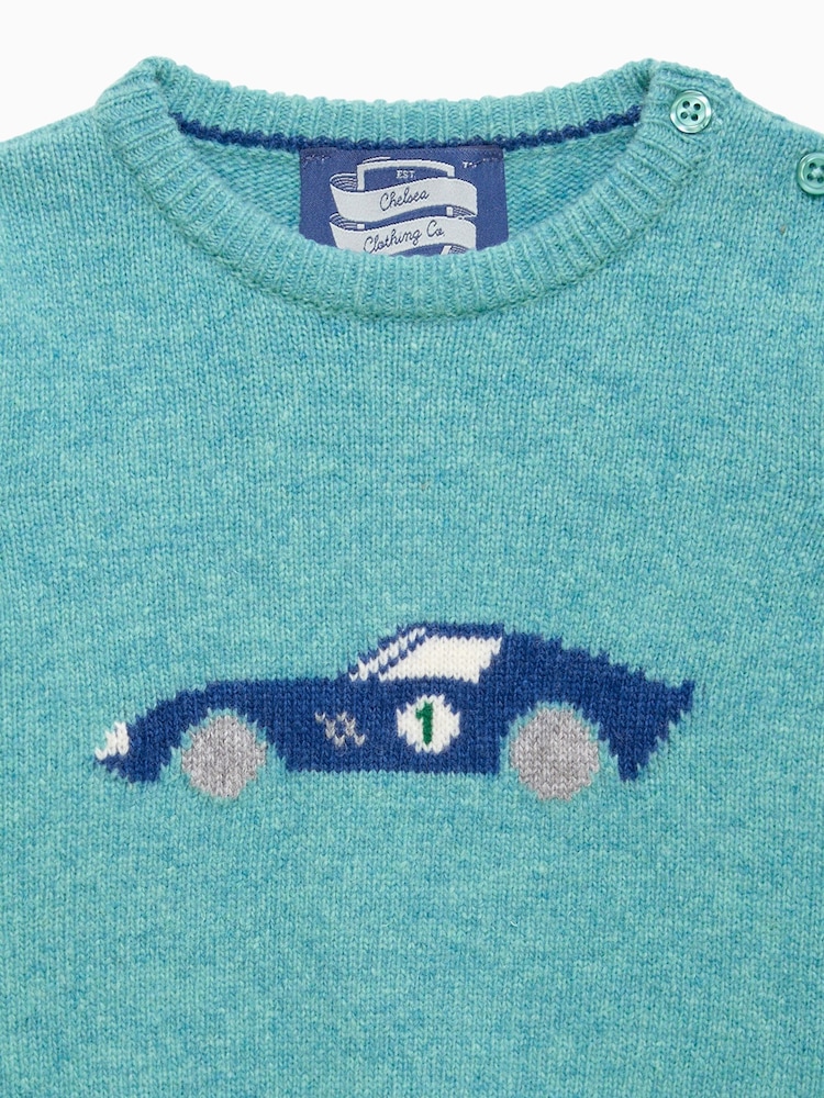 Trotters London Green Little Sea Sebastian Car Jumper - Image 3 of 3
