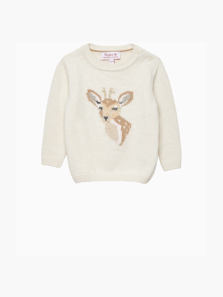 Trotters London Little Winter Dasher White Jumper - Image 1 of 3
