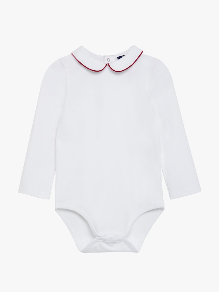 Trotters London Little Milo Piped White Bodysuit - Image 1 of 3