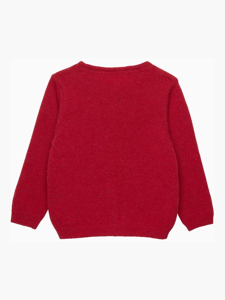 Trotters London Red Little Crimson Velvet Bow Cardigan - Image 2 of 3