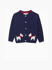 Trotters London Blue Little Navy Scottie Cardigan - Image 1 of 3
