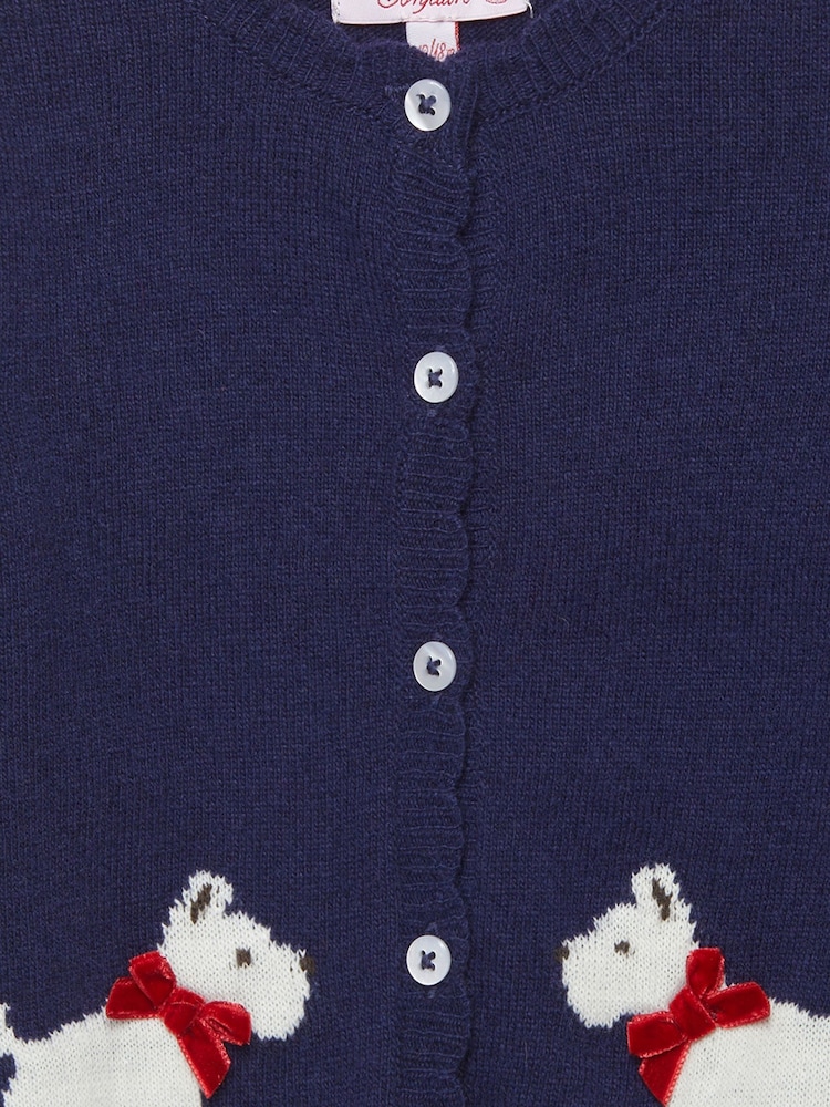 Trotters London Blue Little Navy Scottie Cardigan - Image 3 of 3