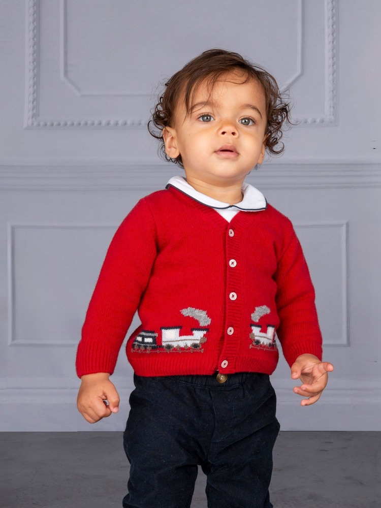 Trotters London Red Little Train Cardigan - Image 1 of 4