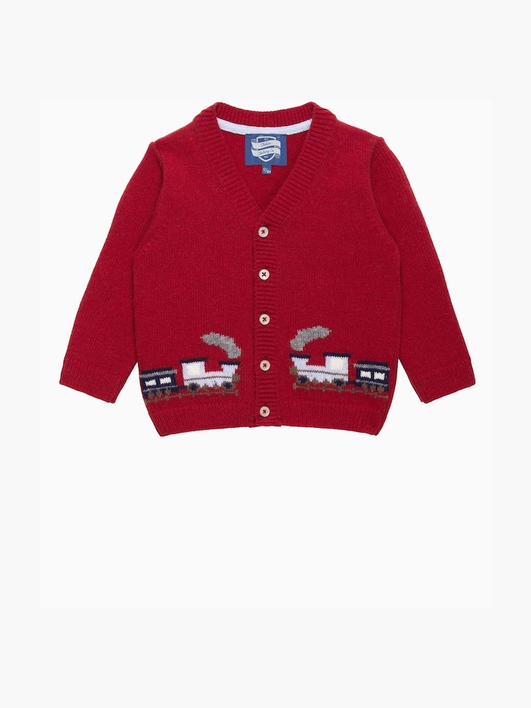 Trotters London Red Little Train Cardigan - Image 2 of 4
