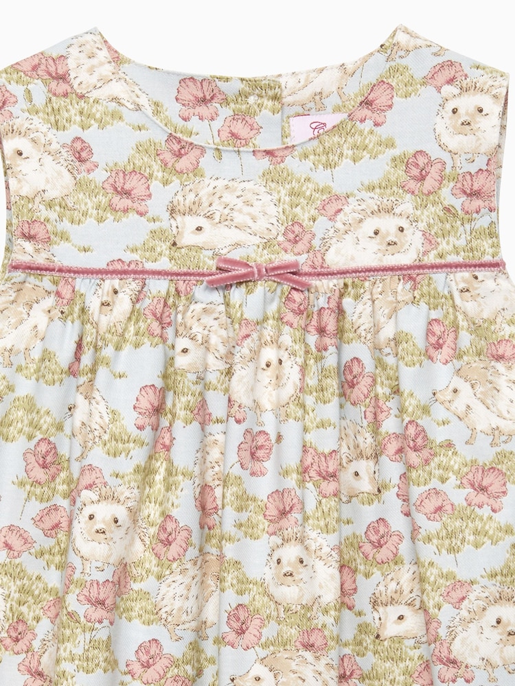 Trotters London Cream Little Sea Hollie Hedgehog Cotton Pinafore Dress - Image 4 of 4