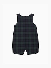 Trotters London Blue Little Navy Tartan Archie Marching Band Smocked Romper - Image 2 of 3